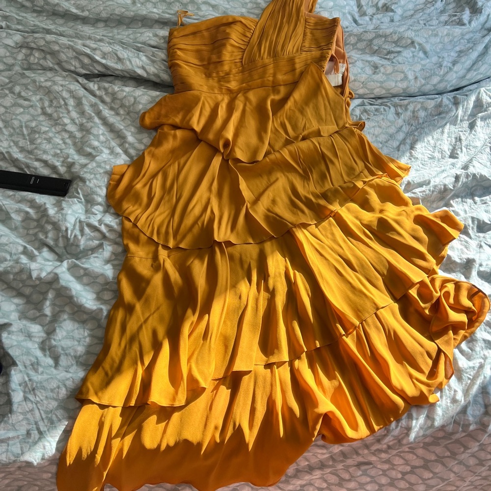 A.L.C. Gold One Shoulder Sundress